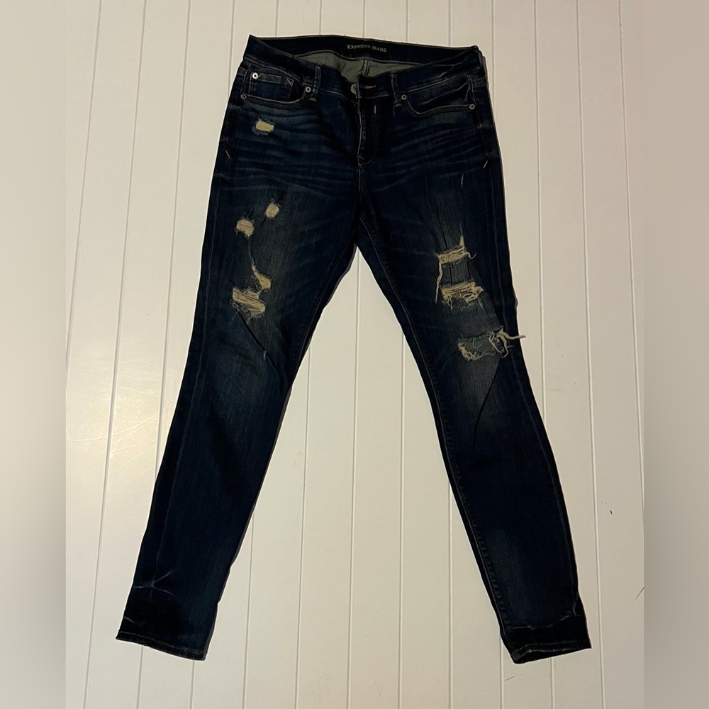 Express Distressed Dark Wash Jeans